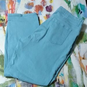 Cotton Pastel Blue Plus Crop Jeans